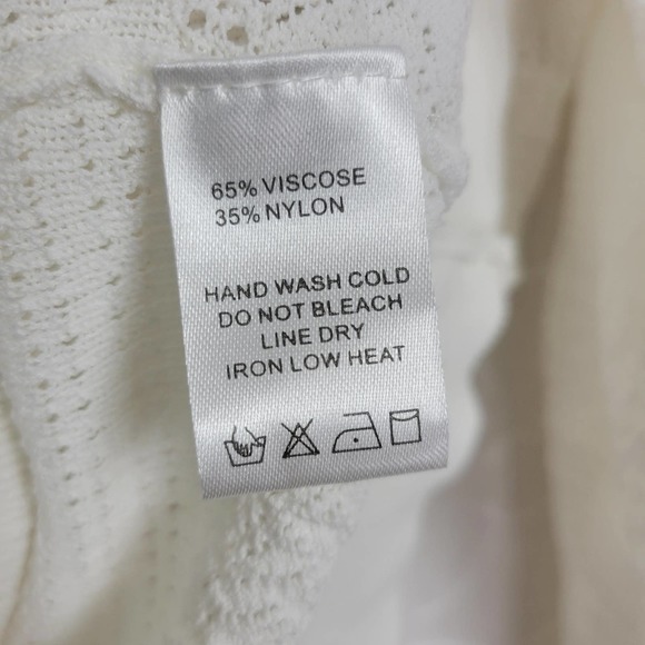 EE: Some Eyelet Knit Crewneck Long Sleeve Pullover Sweater White Size S - Picture 5 of 6